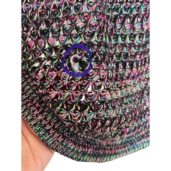 Allen B. By Allen Schwartz Black Rainbow Loose Knit High Low Sweater Sz Large - Picture 7 of 13